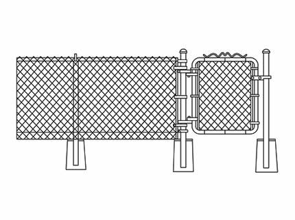 A drawing shows each part of chain link fencing.