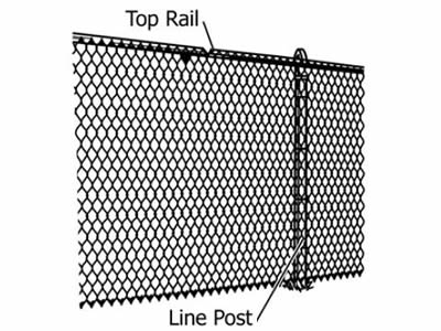 The drawing of chain link fence line post and top rail.
